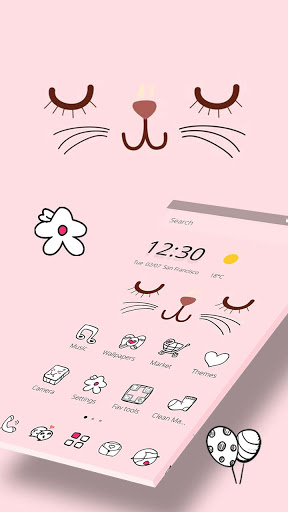اسکرین شات 4 برنامه Pink Cute Cartoon Kitty Face Theme