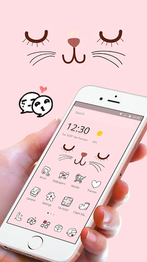 اسکرین شات 2 برنامه Pink Cute Cartoon Kitty Face Theme