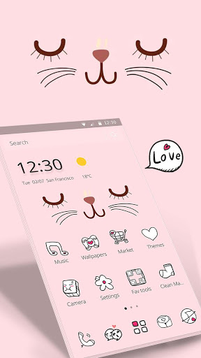 اسکرین شات 3 برنامه Pink Cute Cartoon Kitty Face Theme