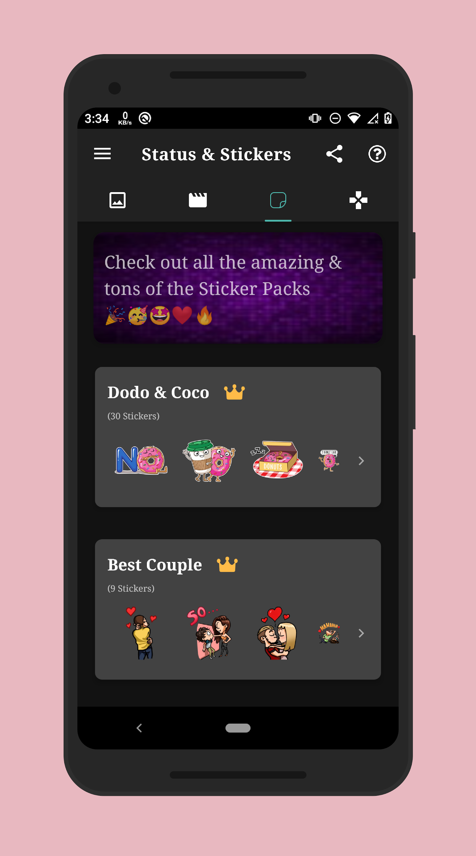 اسکرین شات 3 برنامه Status, Sticker Saver