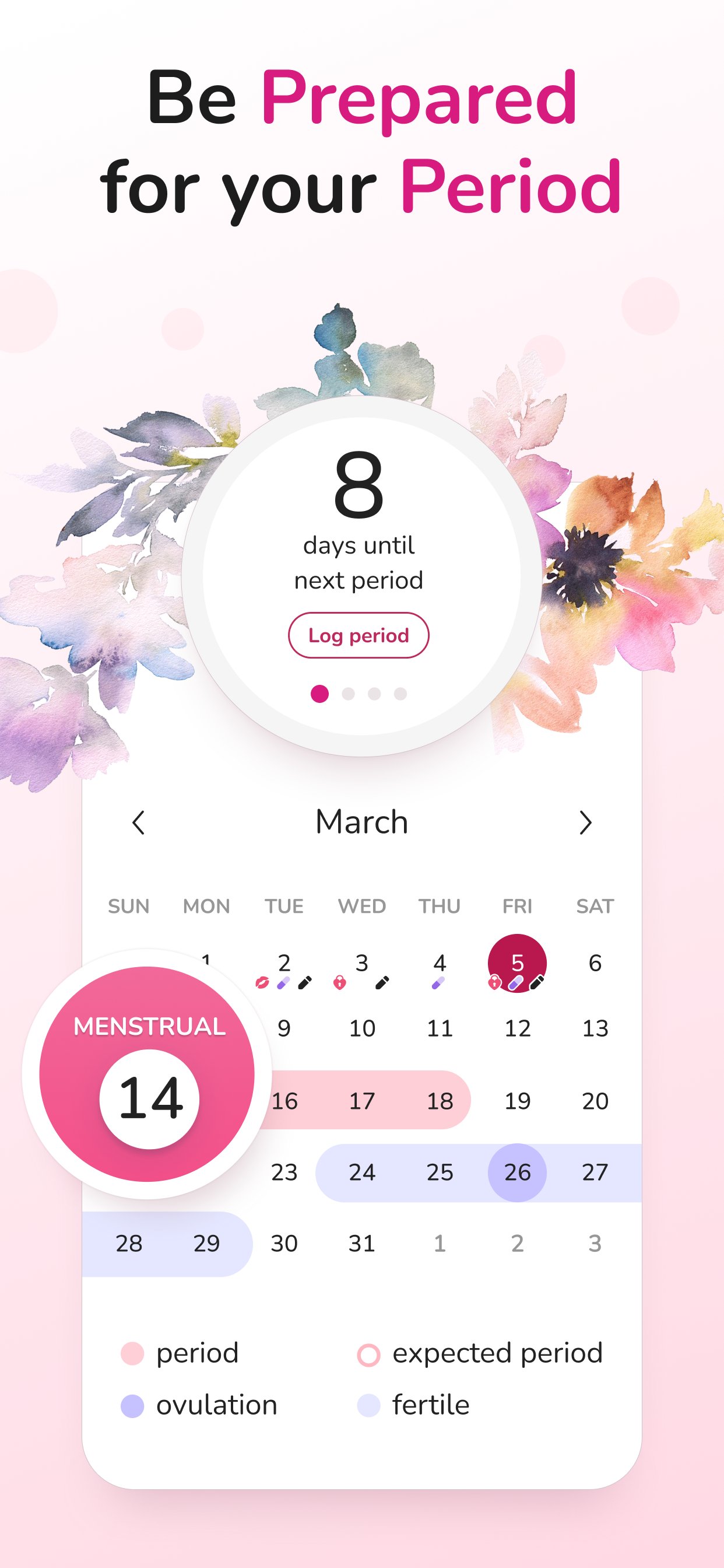اسکرین شات 3 برنامه Period Tracker and Calendar