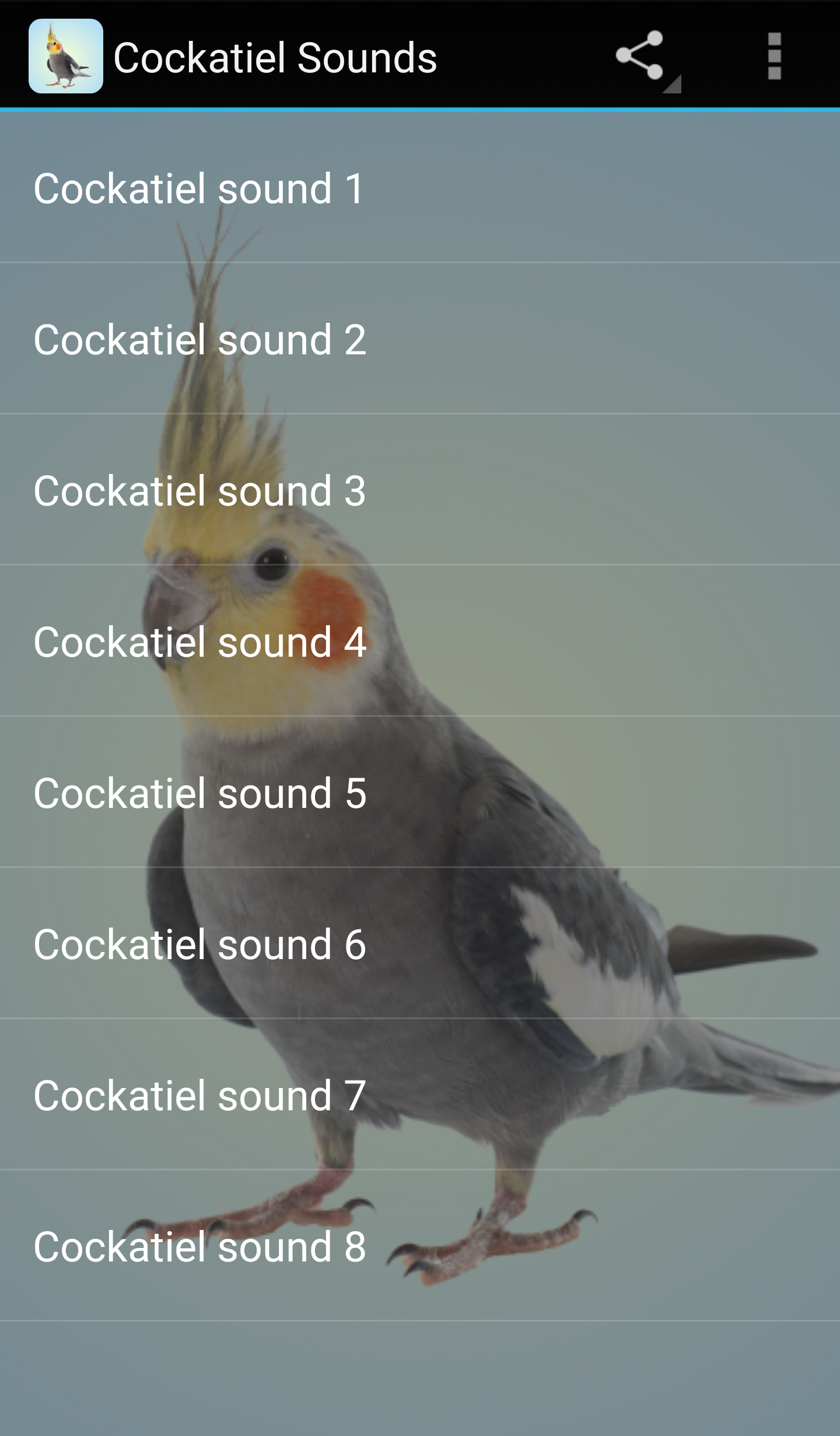 اسکرین شات 1 برنامه Cockatiel Sounds