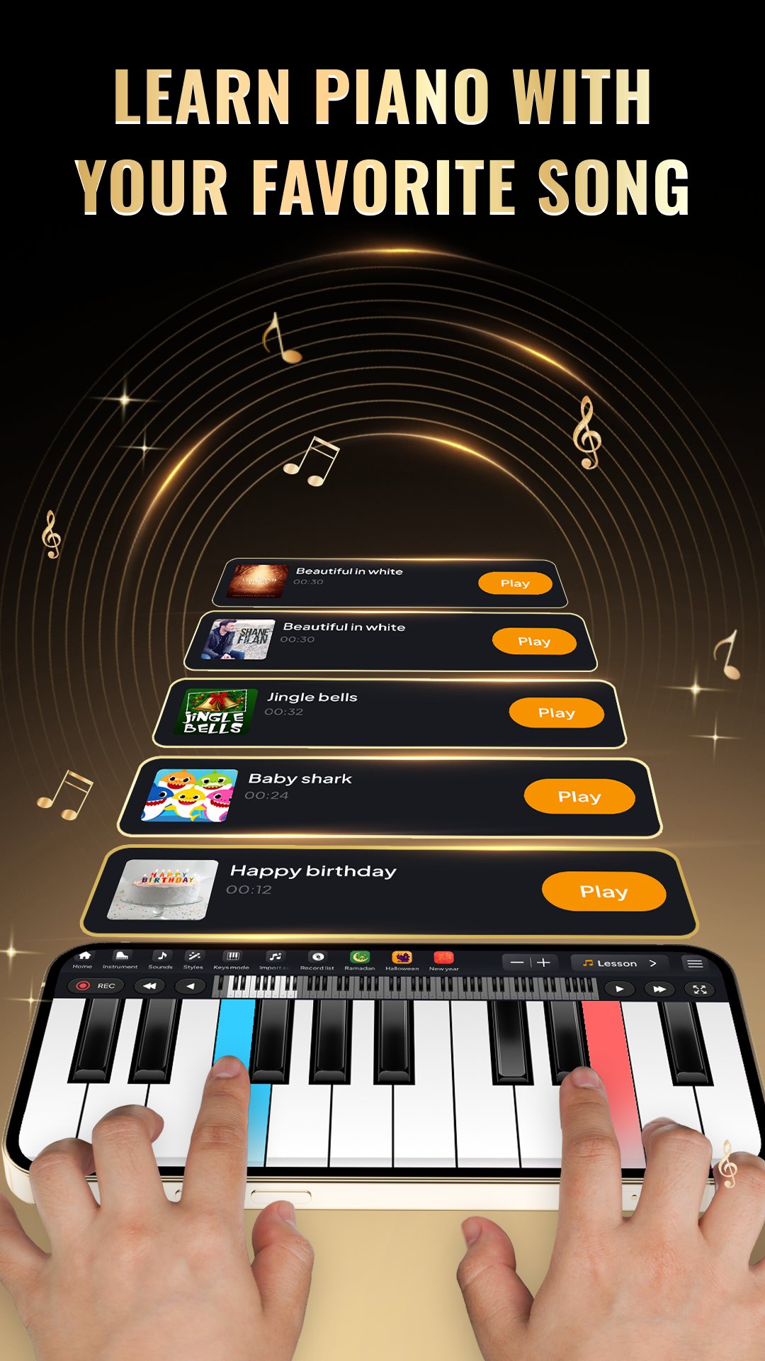 اسکرین شات 2 برنامه Learn Piano - Piano Keyboard