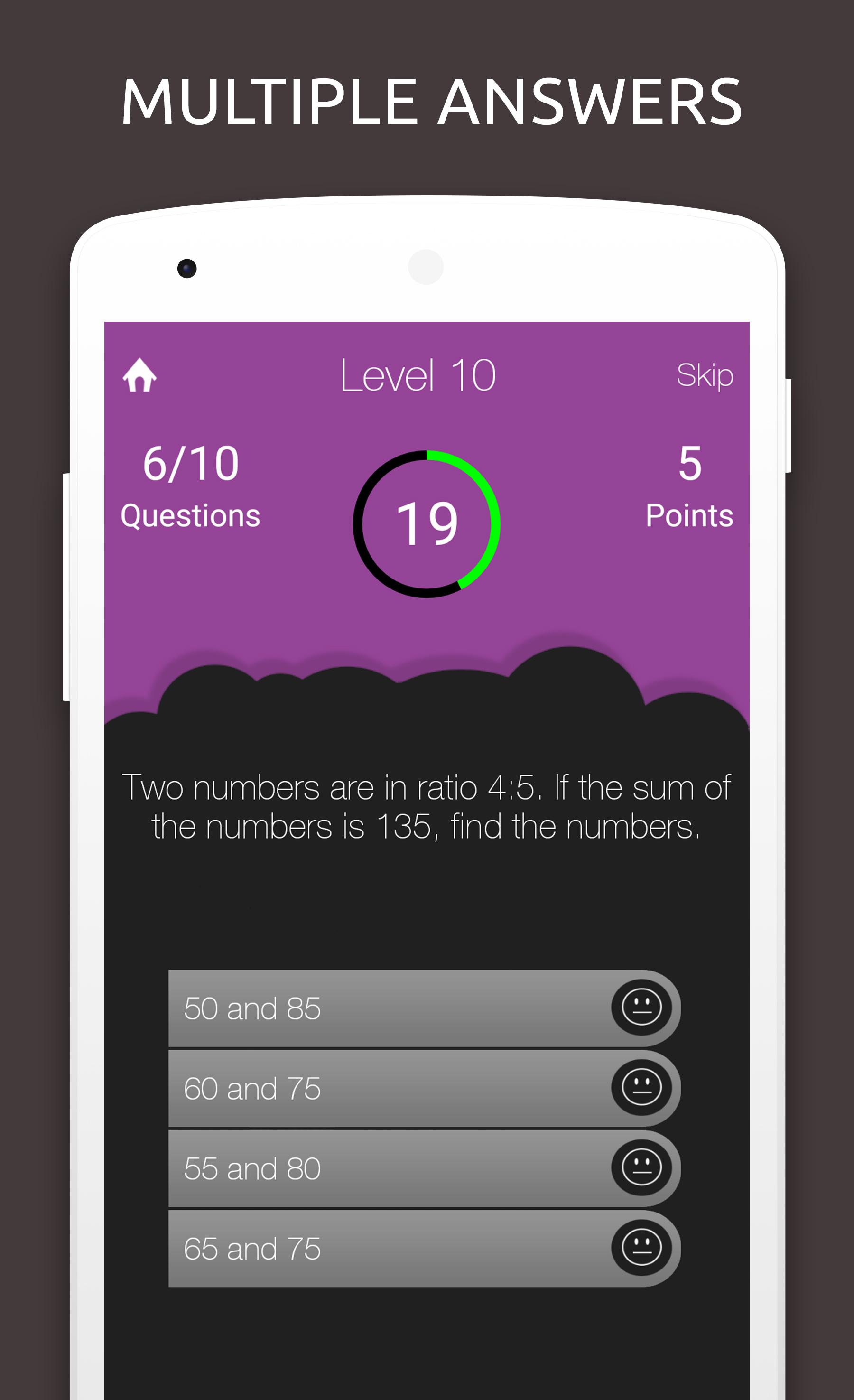 اسکرین شات 2 برنامه Math Quiz: Mathematics Test