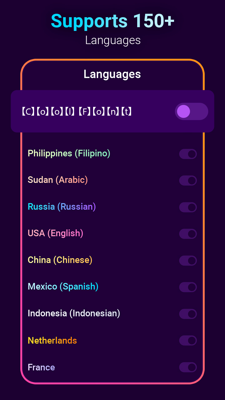 اسکرین شات 5 برنامه Neon LED Keyboard Fonts, RGB