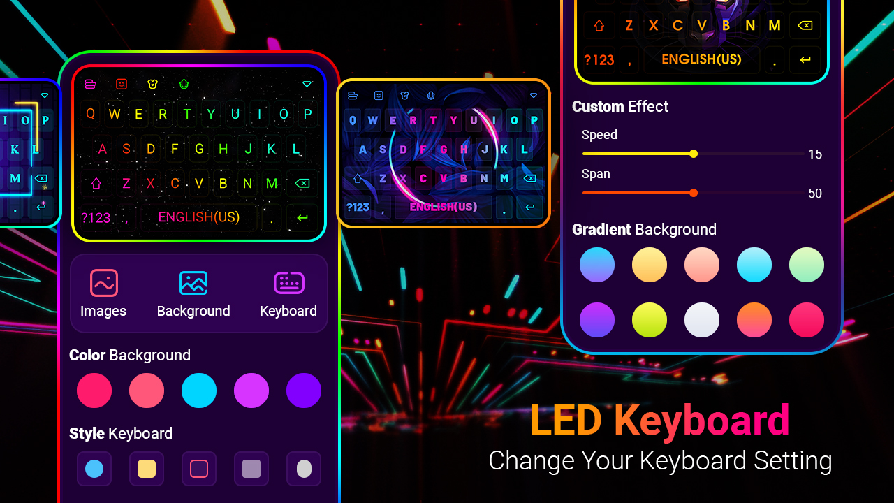 اسکرین شات 2 برنامه Neon LED Keyboard Fonts, RGB