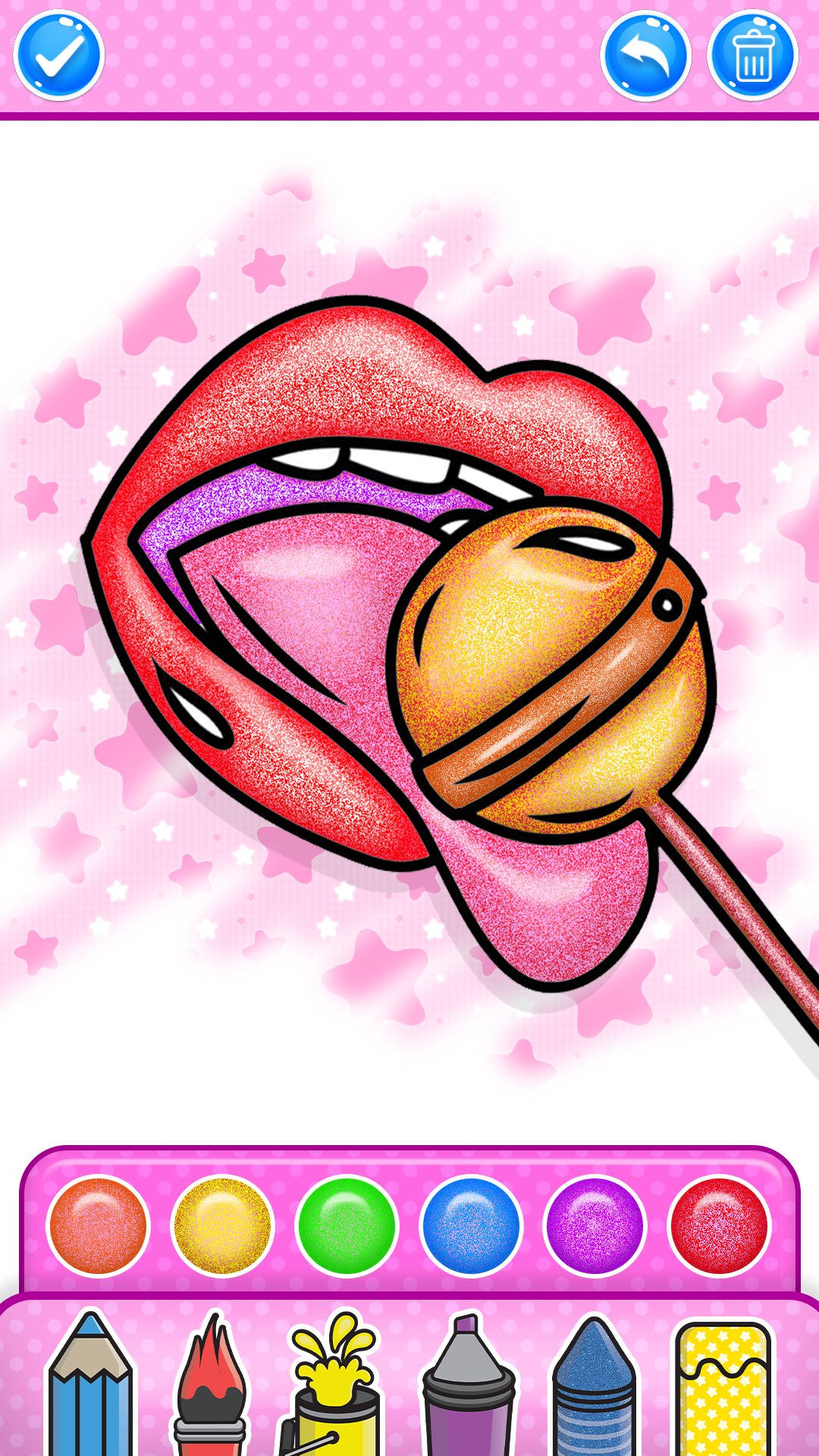 اسکرین شات 1 برنامه Glitter Lips Coloring Game