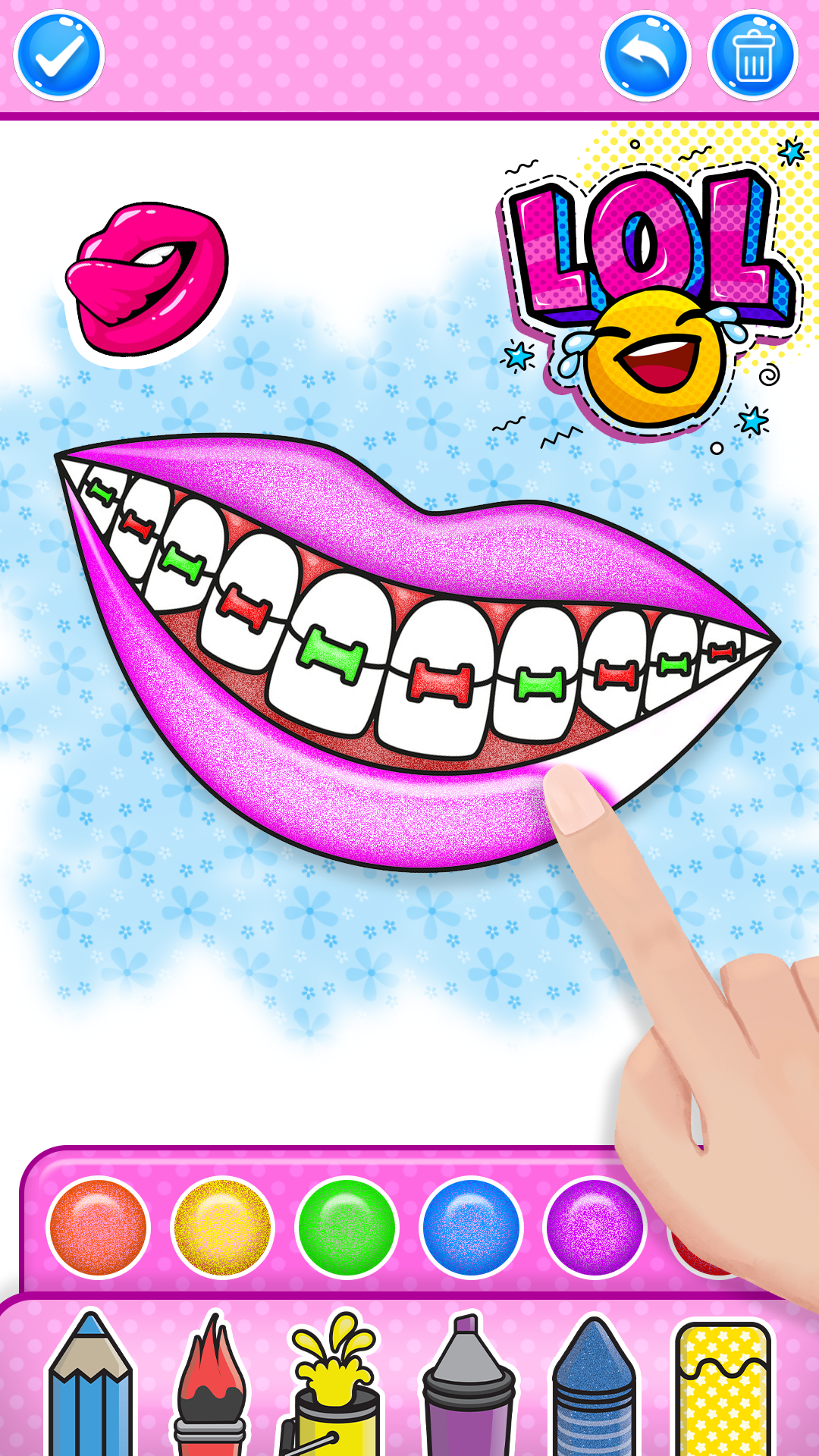 اسکرین شات 6 برنامه Glitter Lips Coloring Game