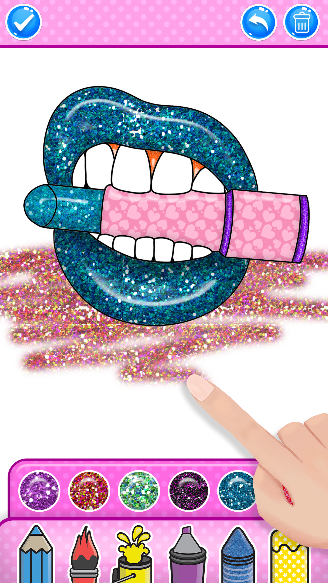 اسکرین شات 3 برنامه Glitter Lips Coloring Game