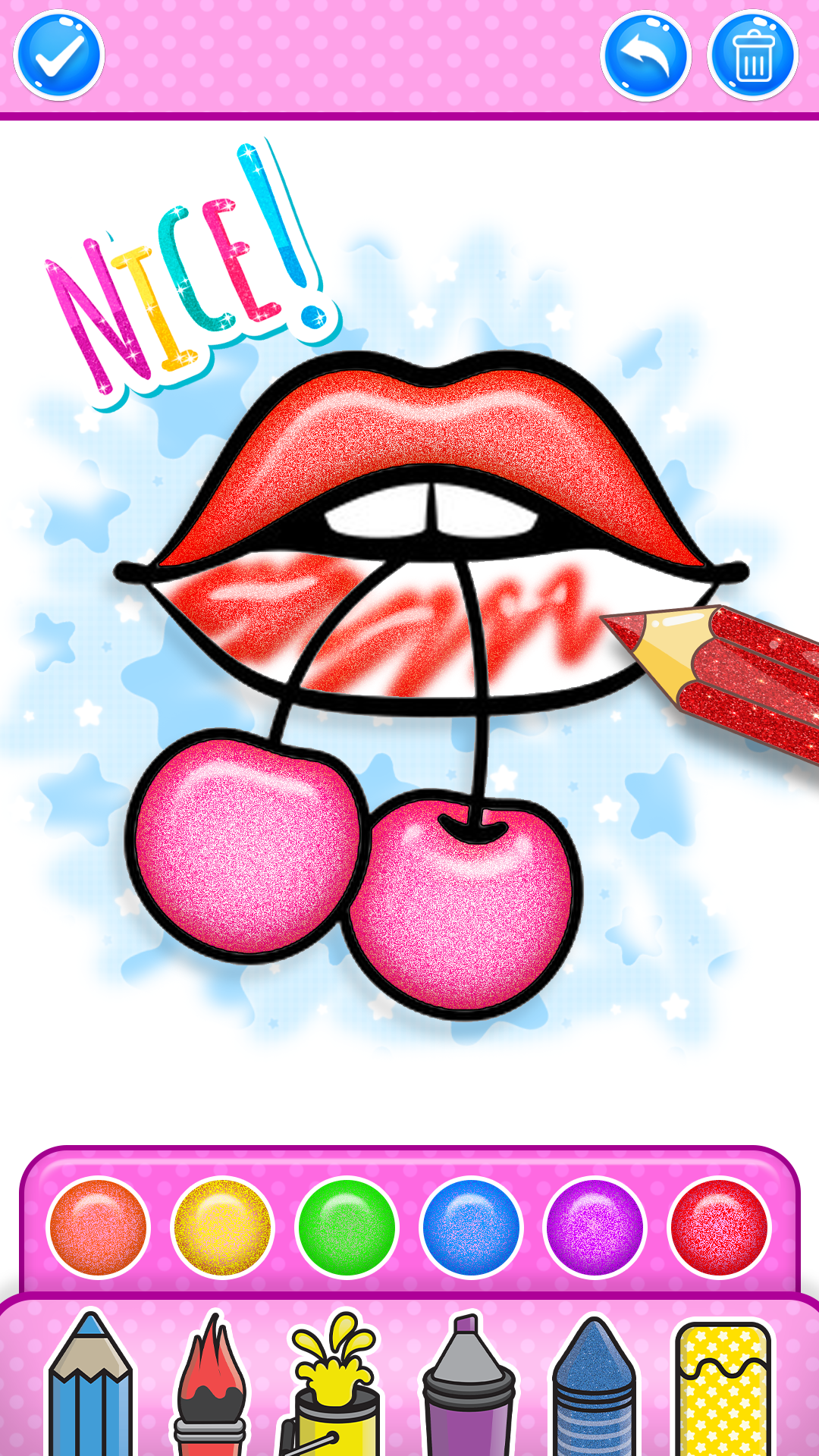 اسکرین شات 5 برنامه Glitter Lips Coloring Game