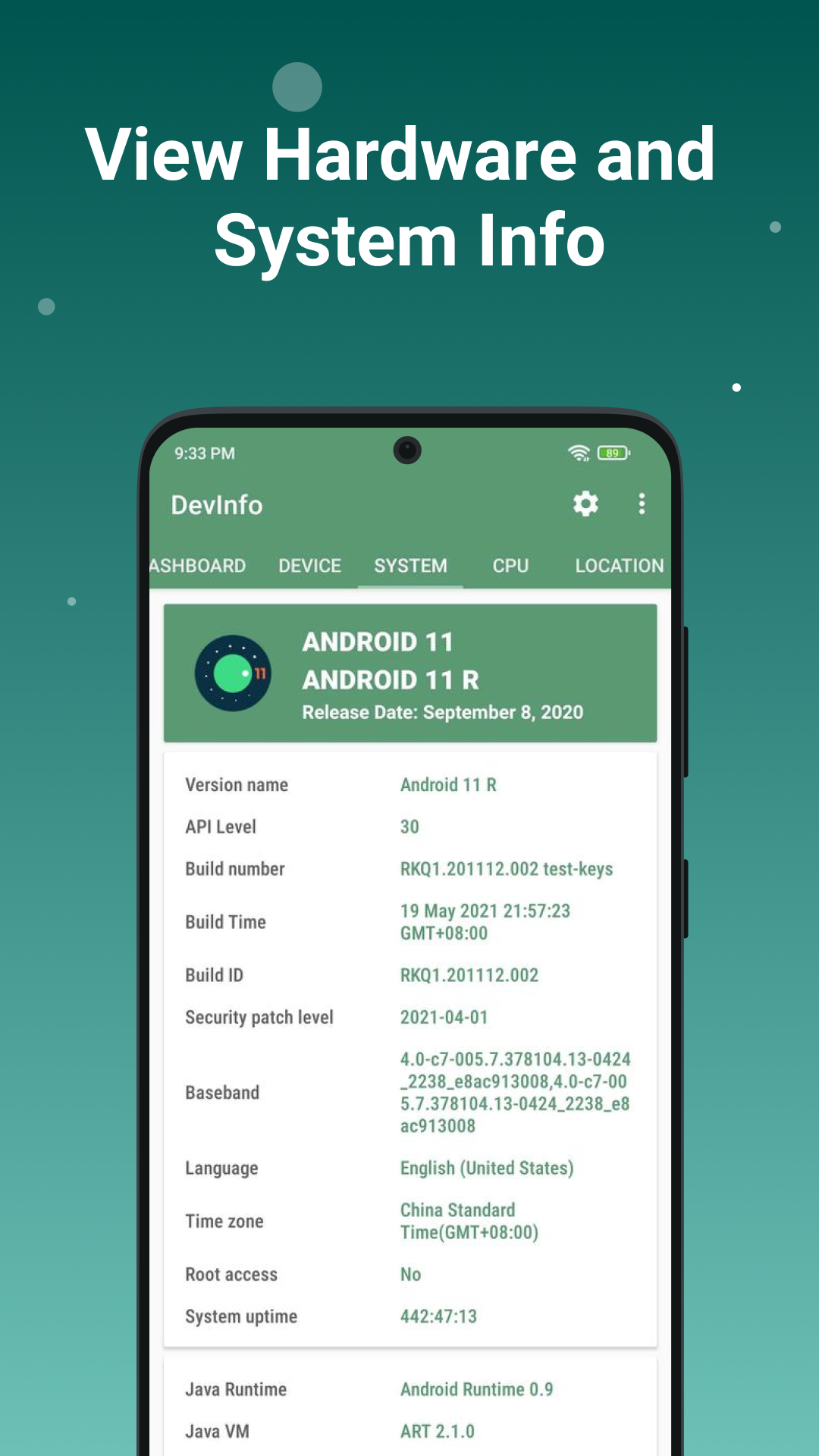 اسکرین شات 2 برنامه Device Info: View phone info