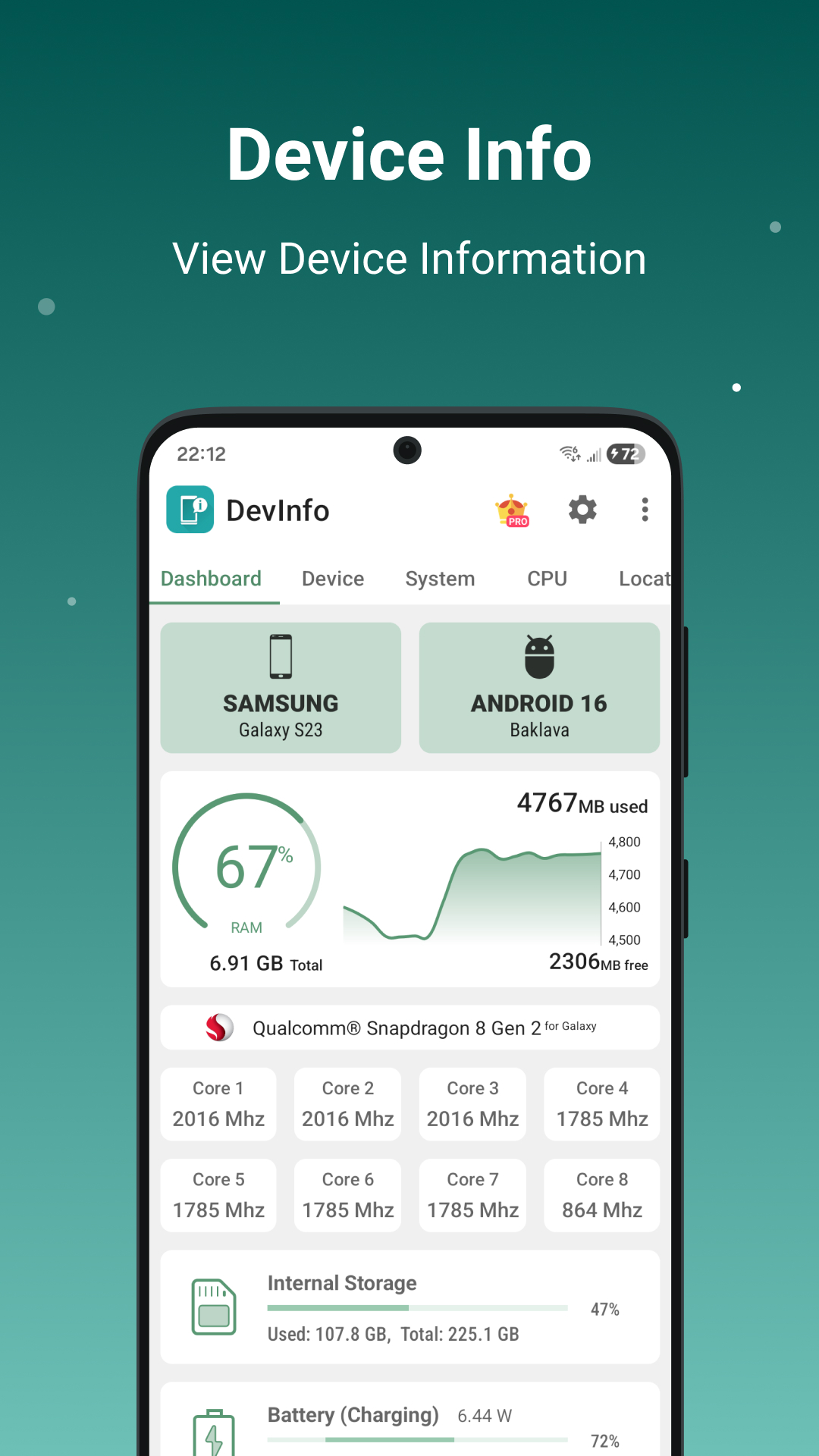 اسکرین شات 1 برنامه Device Info: View phone info