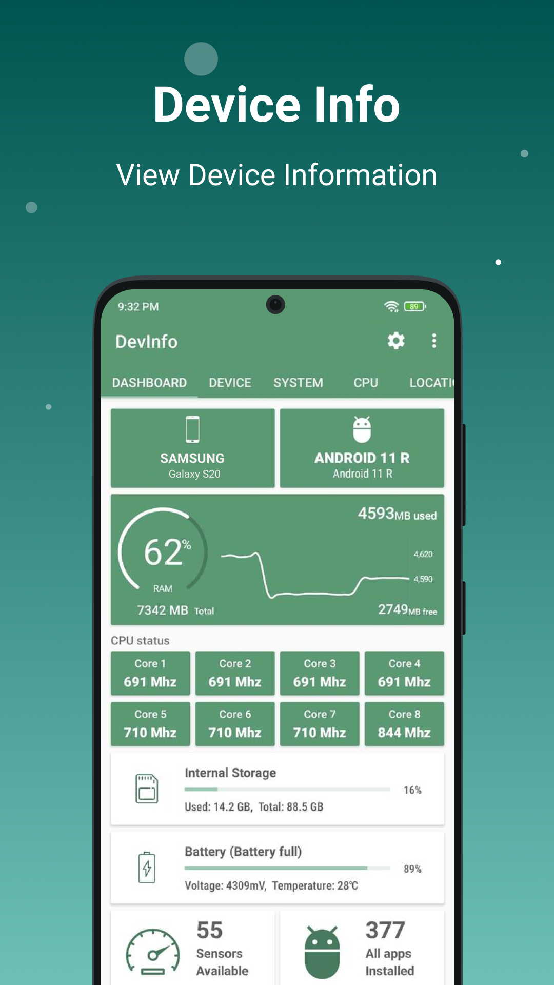 اسکرین شات 1 برنامه Device Info: View phone info