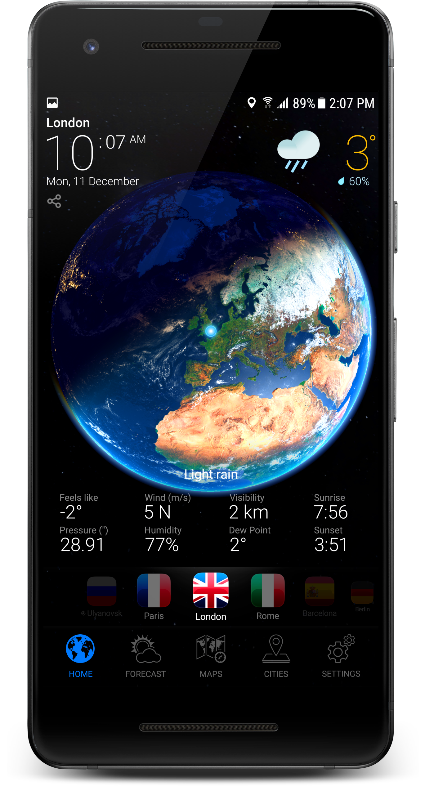 اسکرین شات 1 برنامه 3D EARTH - weather forecast