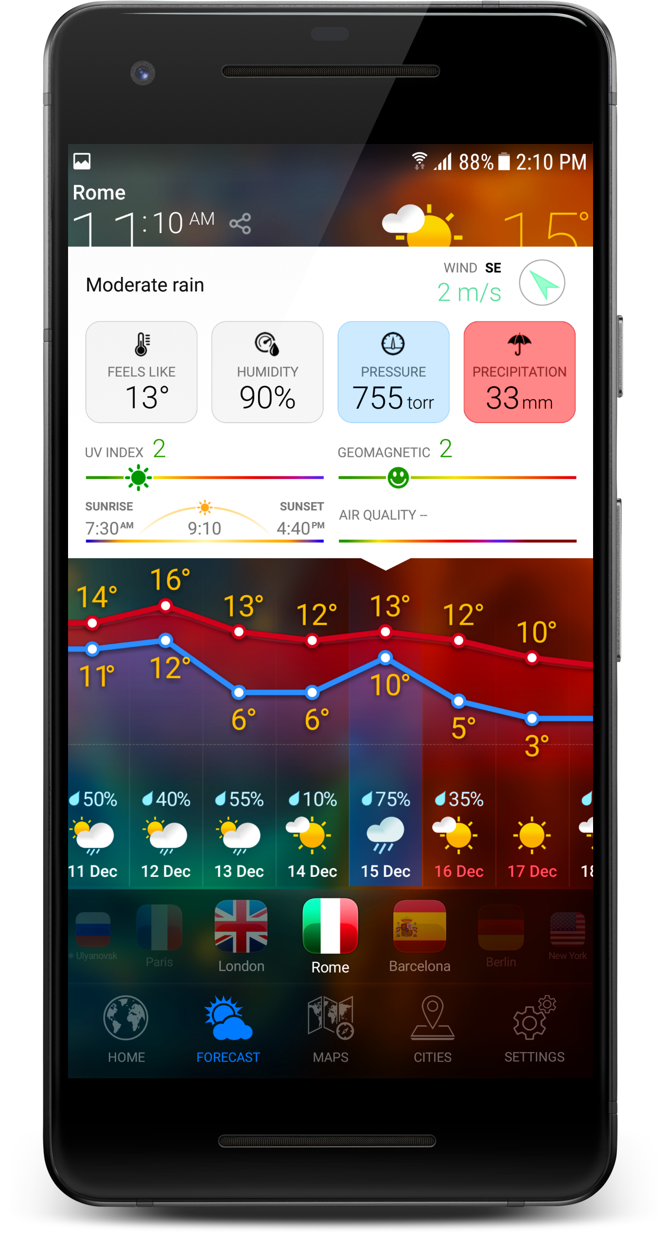 اسکرین شات 7 برنامه 3D EARTH - weather forecast