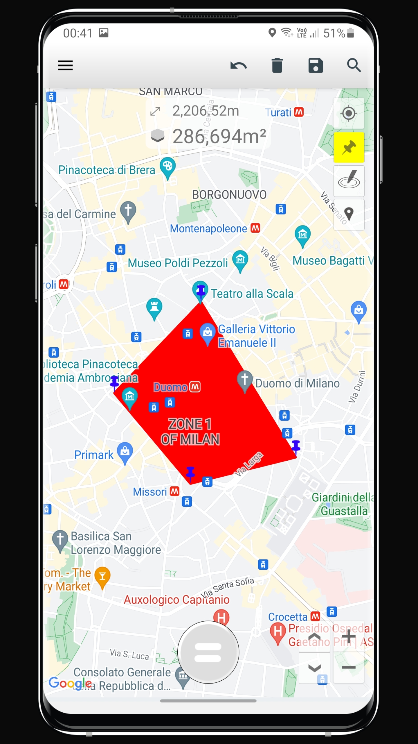 اسکرین شات 5 برنامه Maps Area Calculator
