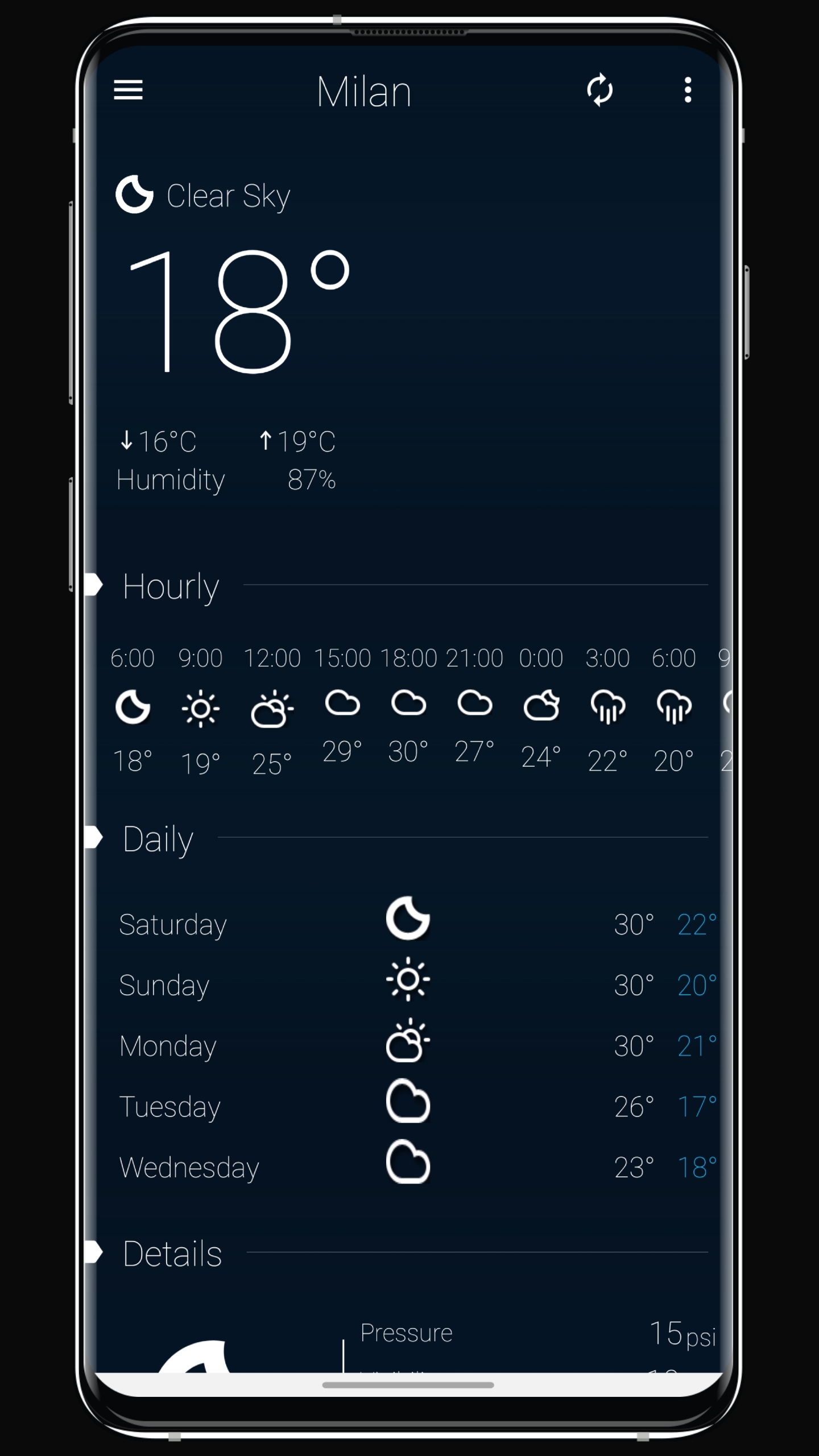 اسکرین شات 2 برنامه Weather: Forecast & Wind