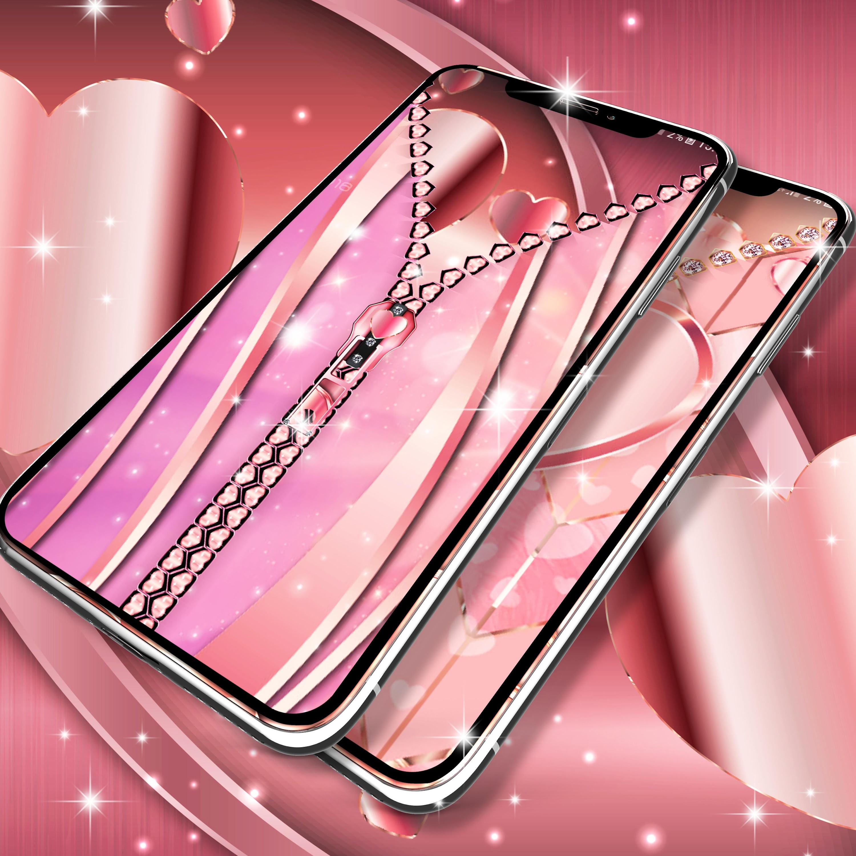 اسکرین شات 2 برنامه Rose gold lock screen zipper