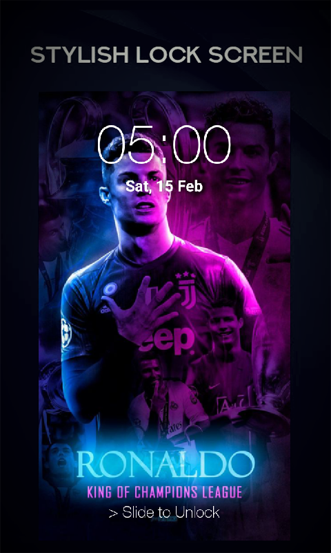 اسکرین شات 2 برنامه Ronaldo Lock Screen