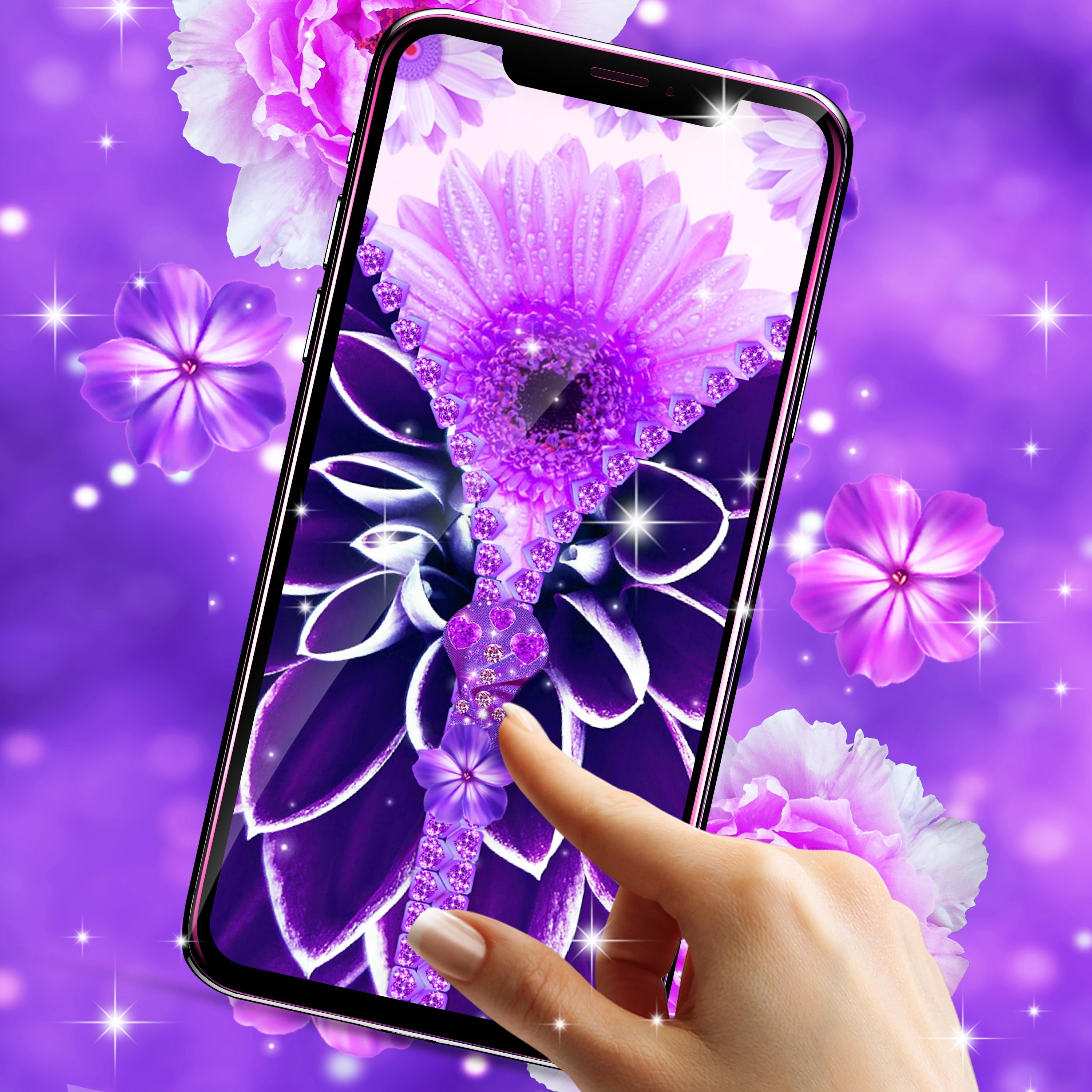 اسکرین شات 6 برنامه Violet zipper lock screen