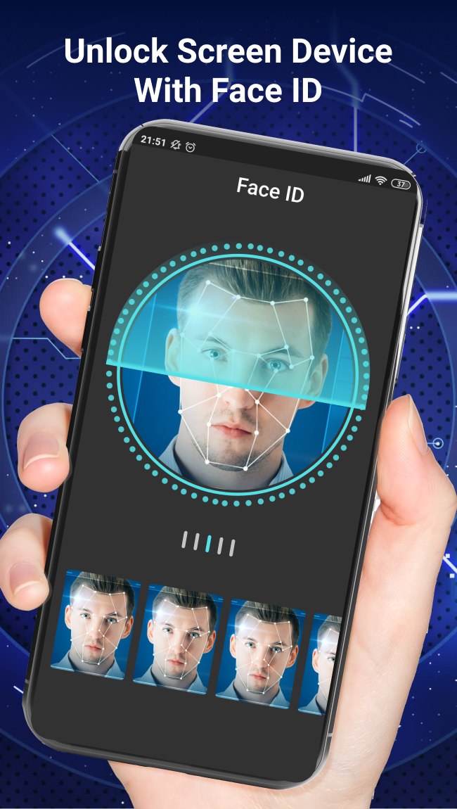 اسکرین شات 1 برنامه Face ID: Lock Screen PRANK