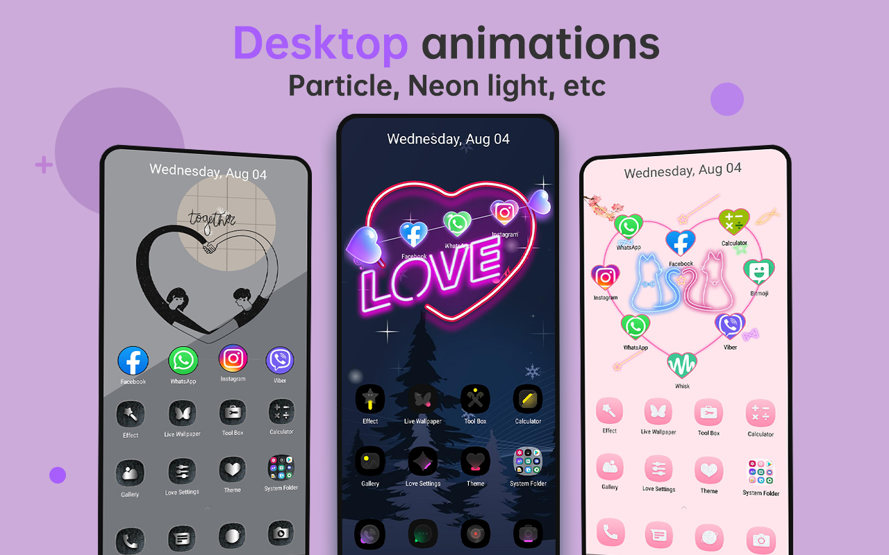 اسکرین شات 5 برنامه Love Launcher: lovely launcher