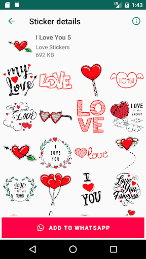 اسکرین شات 8 برنامه Love Stickers for WhatsApp - WAStickerApps ❤️❤️❤️