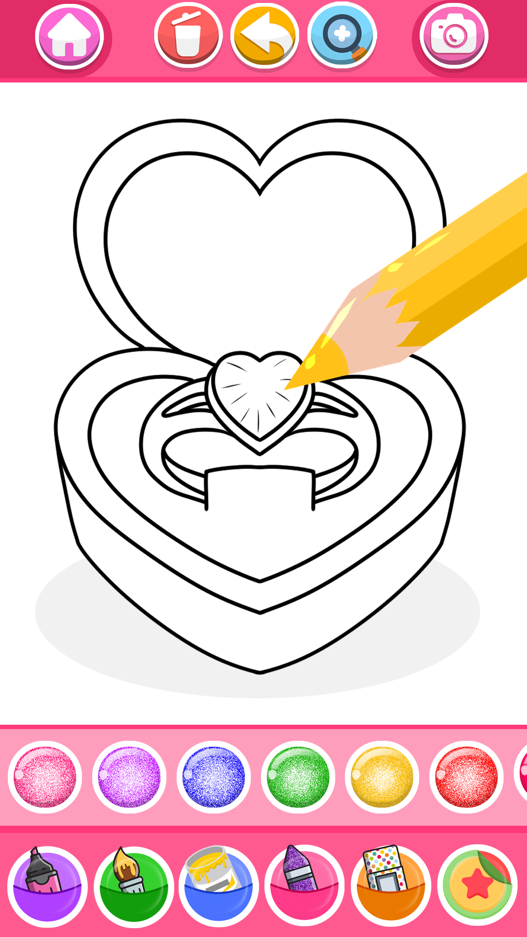 اسکرین شات 6 برنامه Glitter Heart Love Coloring