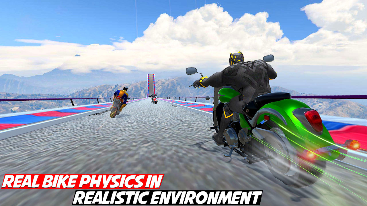 اسکرین شات 3 برنامه Superhero Bike Game Stunt Race