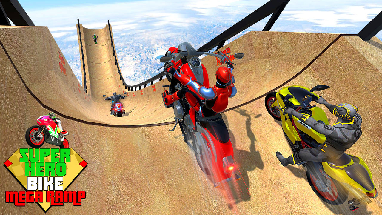 اسکرین شات 4 برنامه Superhero Bike Game Stunt Race