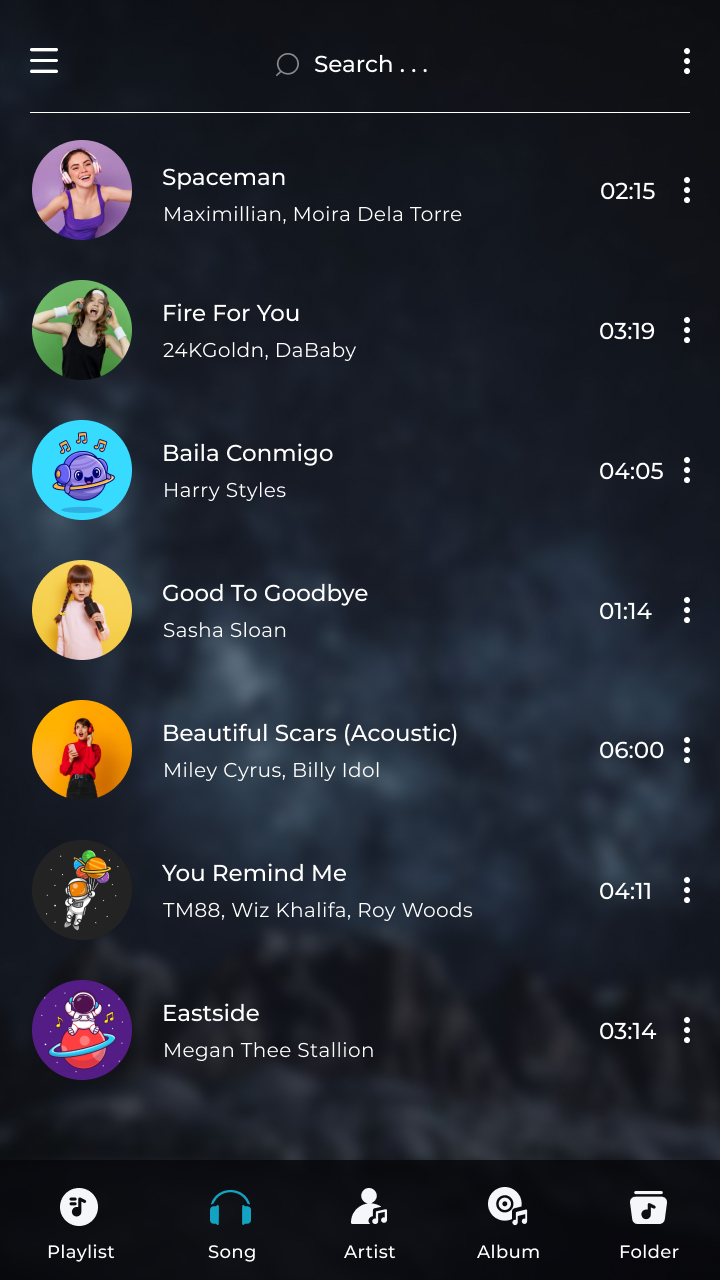 اسکرین شات 1 برنامه Music player
