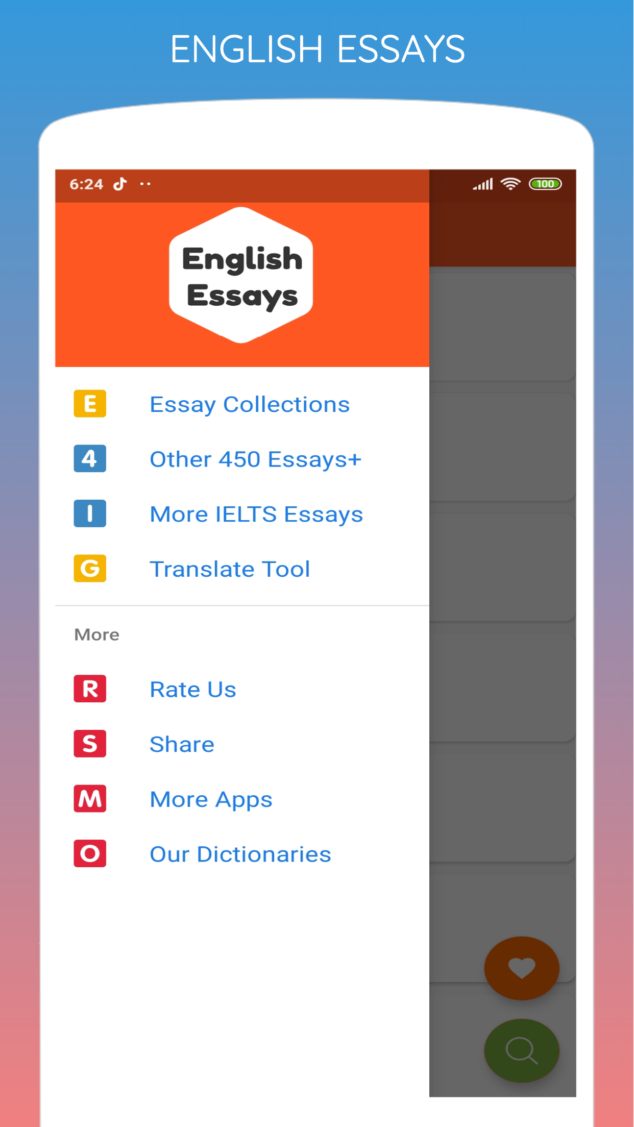 اسکرین شات 1 برنامه English Essays