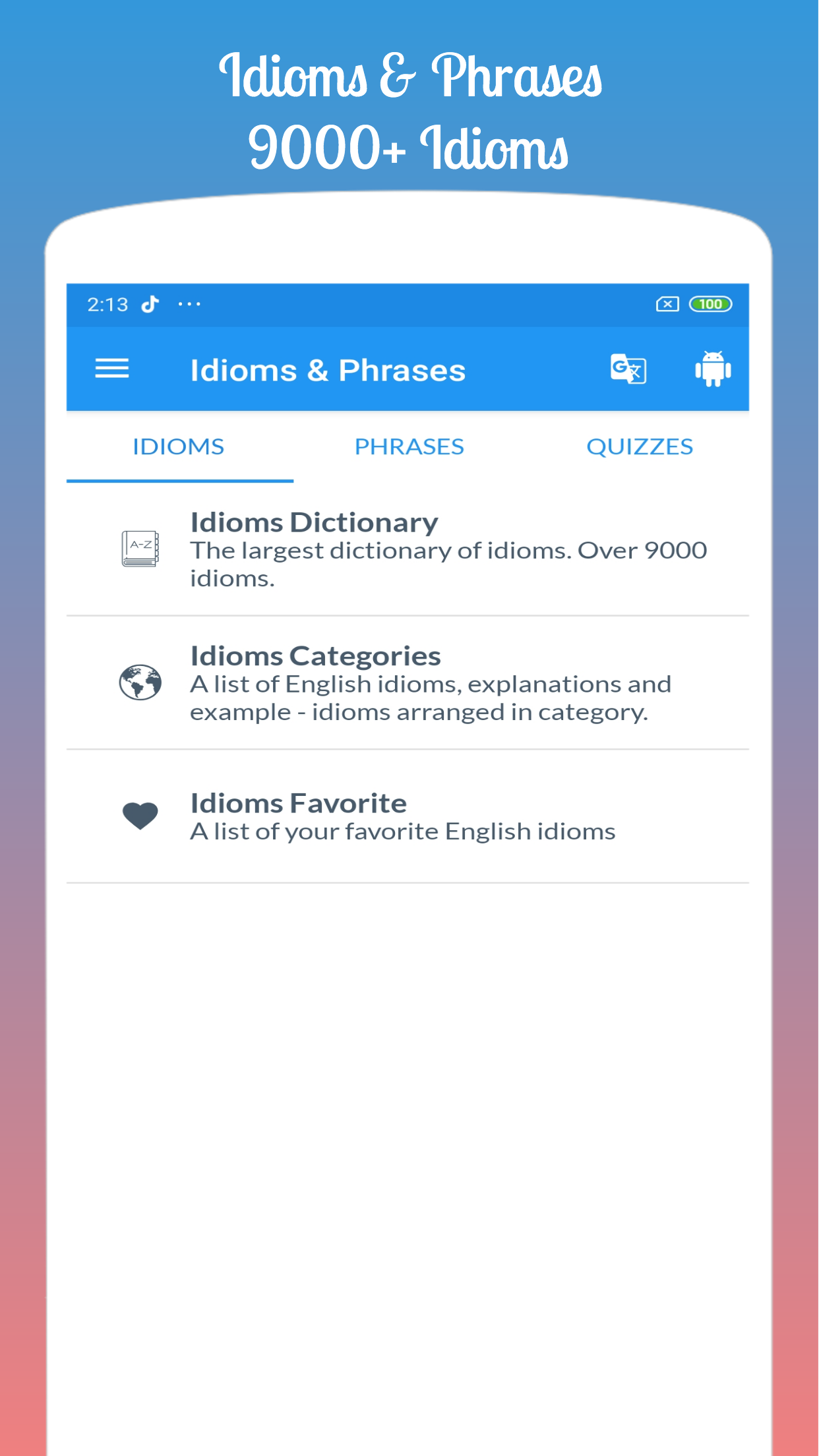 اسکرین شات 2 برنامه English Idioms & Phrases