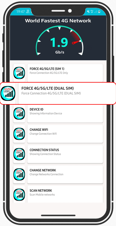 اسکرین شات 1 برنامه Force Only LTE (4G/5G)