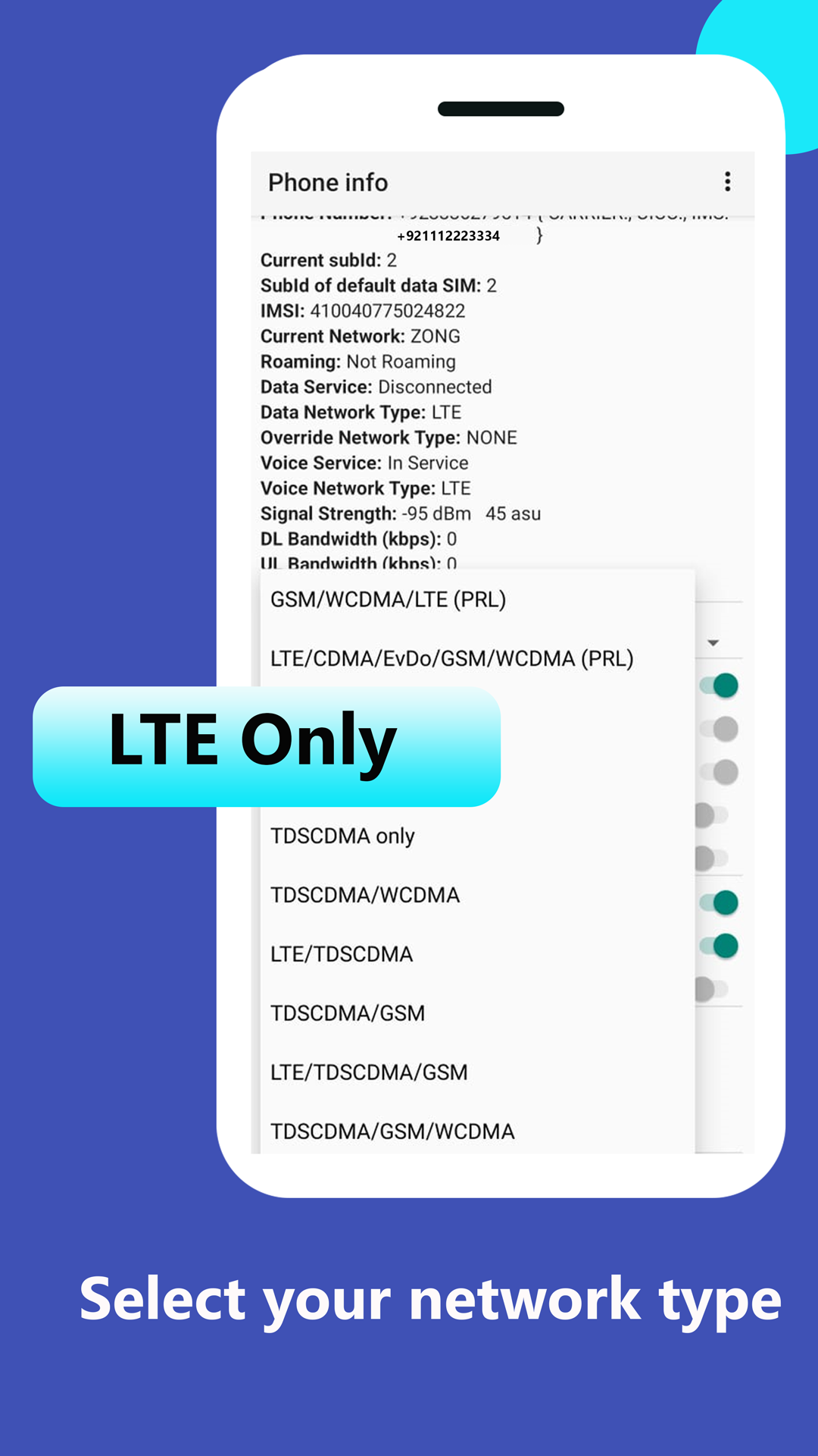 اسکرین شات 2 برنامه 4G Lte Network Mode Only