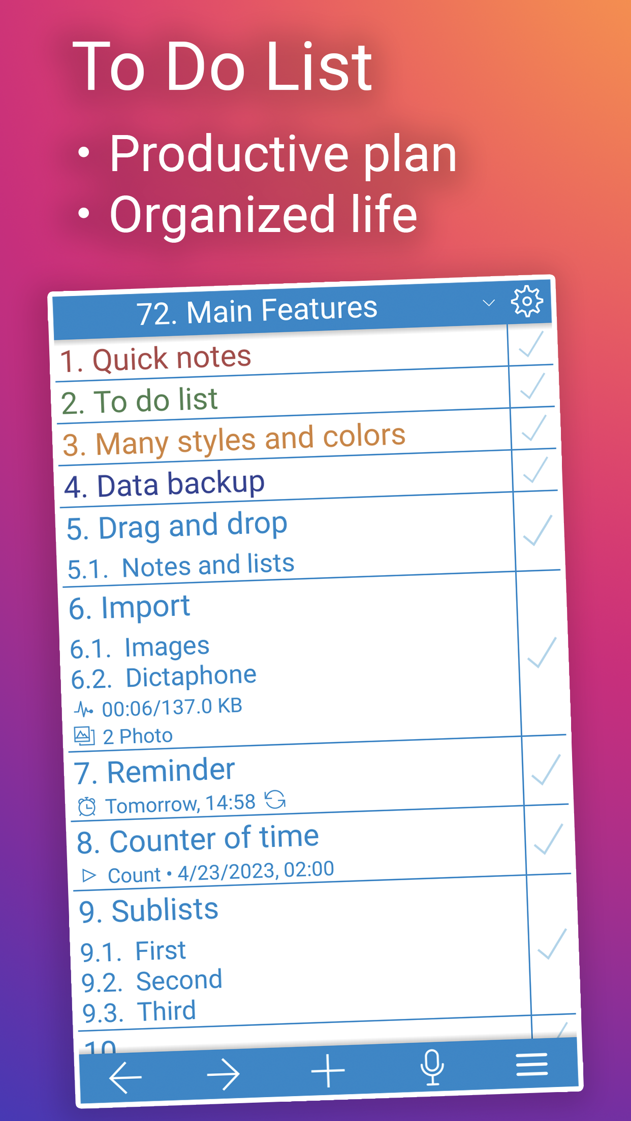 اسکرین شات 1 برنامه NoteToDo - Notes & To Do List