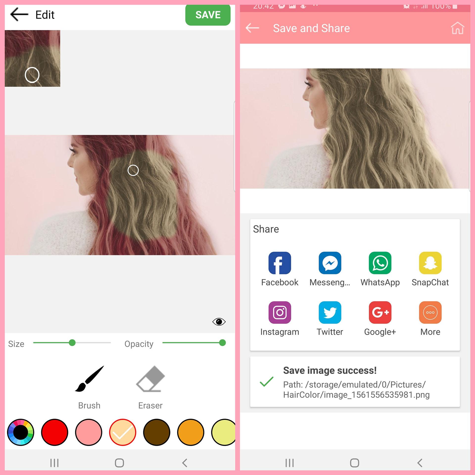 اسکرین شات 2 برنامه Hair Color Changer - Hair Dye