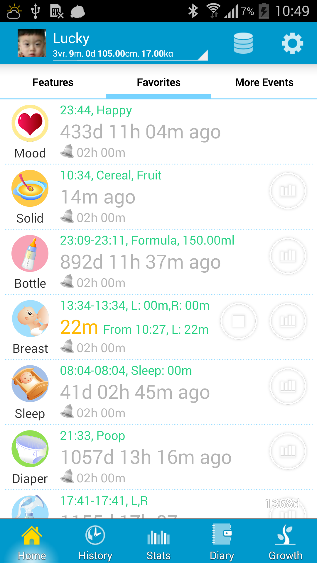 اسکرین شات 1 برنامه Baby Care - track baby growth!