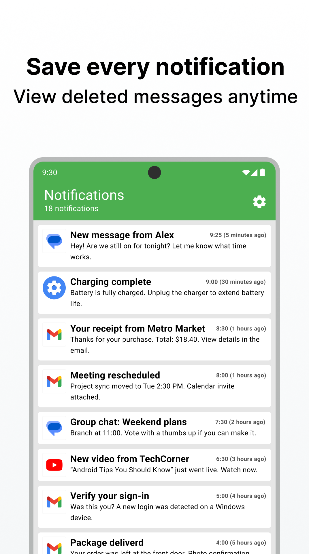 اسکرین شات 2 برنامه Notification History