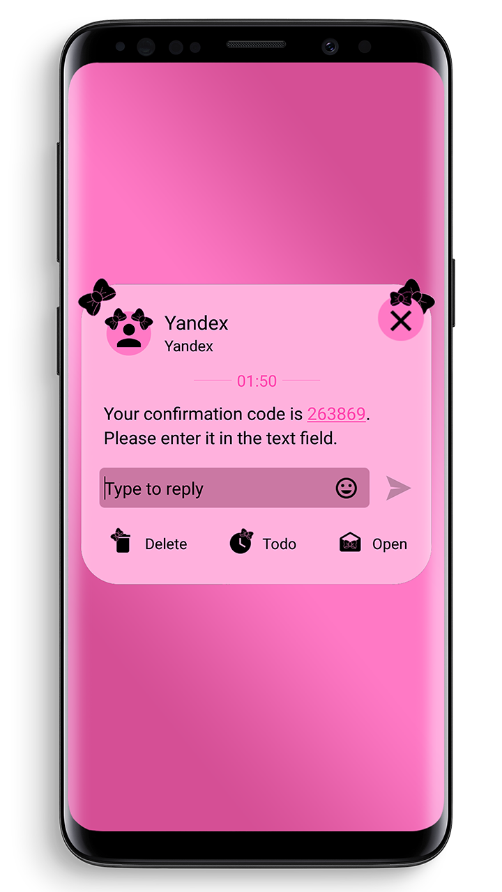اسکرین شات 4 برنامه SMS Theme Ribbon Black - pink