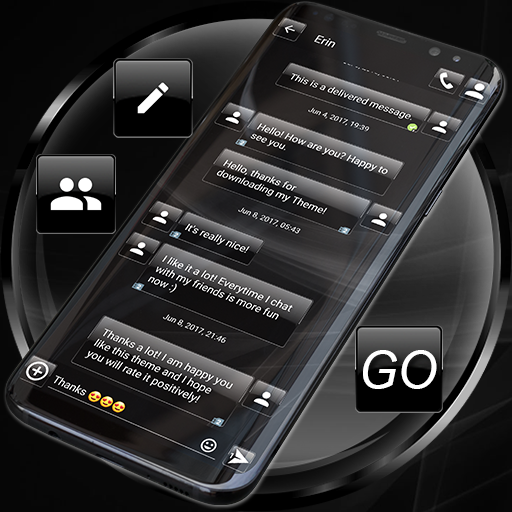 اسکرین شات 1 برنامه SMS Theme Dusk Black messages