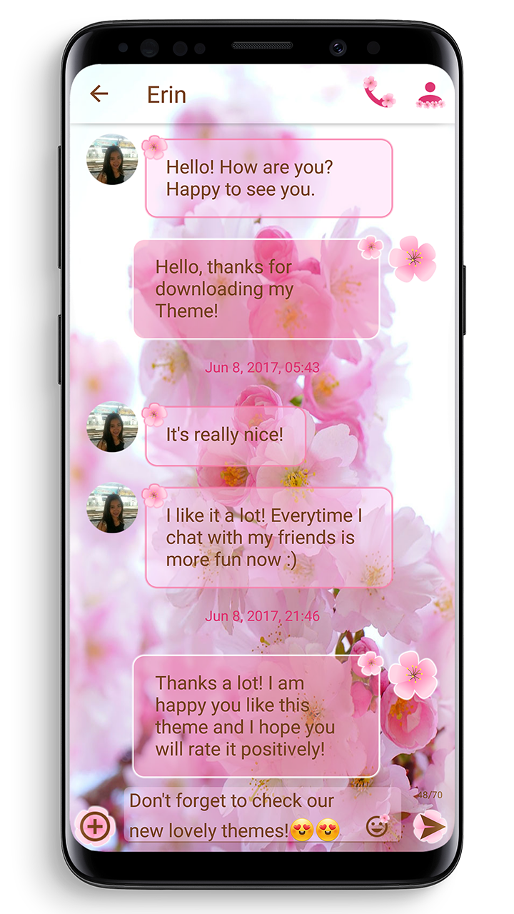 اسکرین شات 1 برنامه SMS Theme Love Cherry - pink