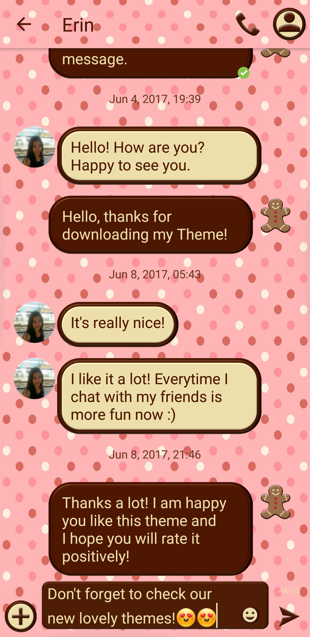 اسکرین شات 5 برنامه SMS Theme Love Chocolate pink