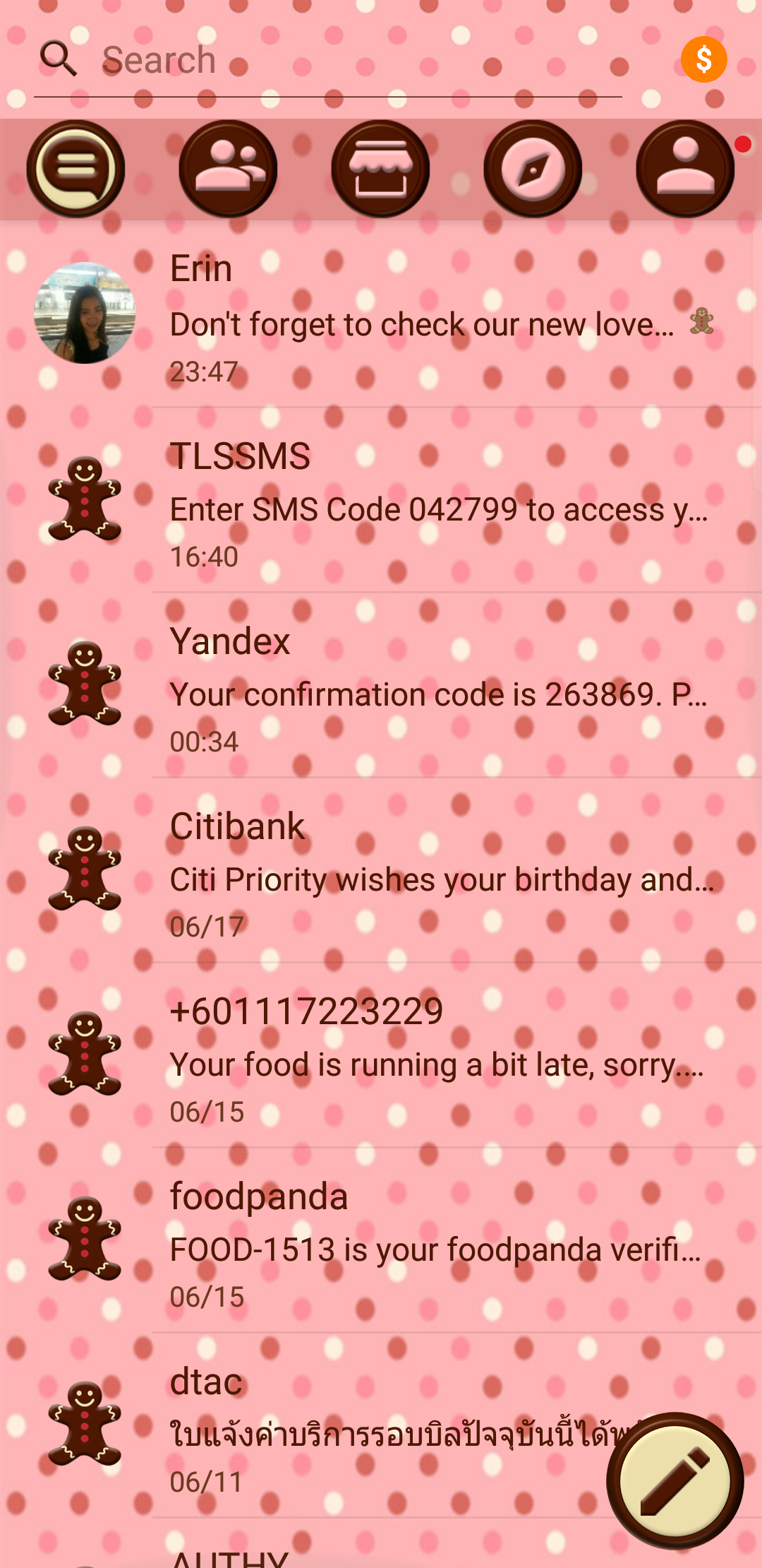 اسکرین شات 6 برنامه SMS Theme Love Chocolate pink