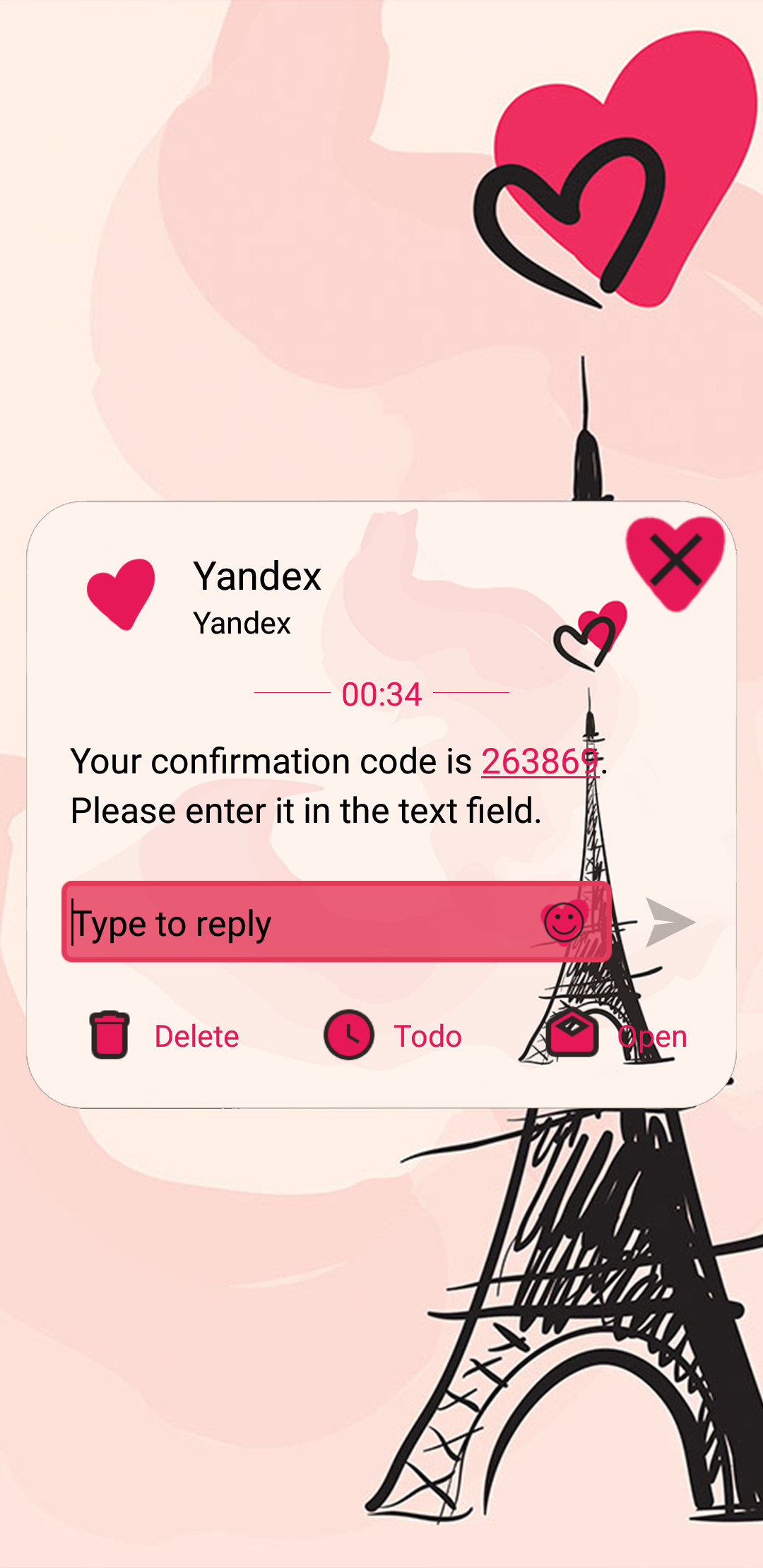 اسکرین شات 5 برنامه SMS Theme Love Paris - pink