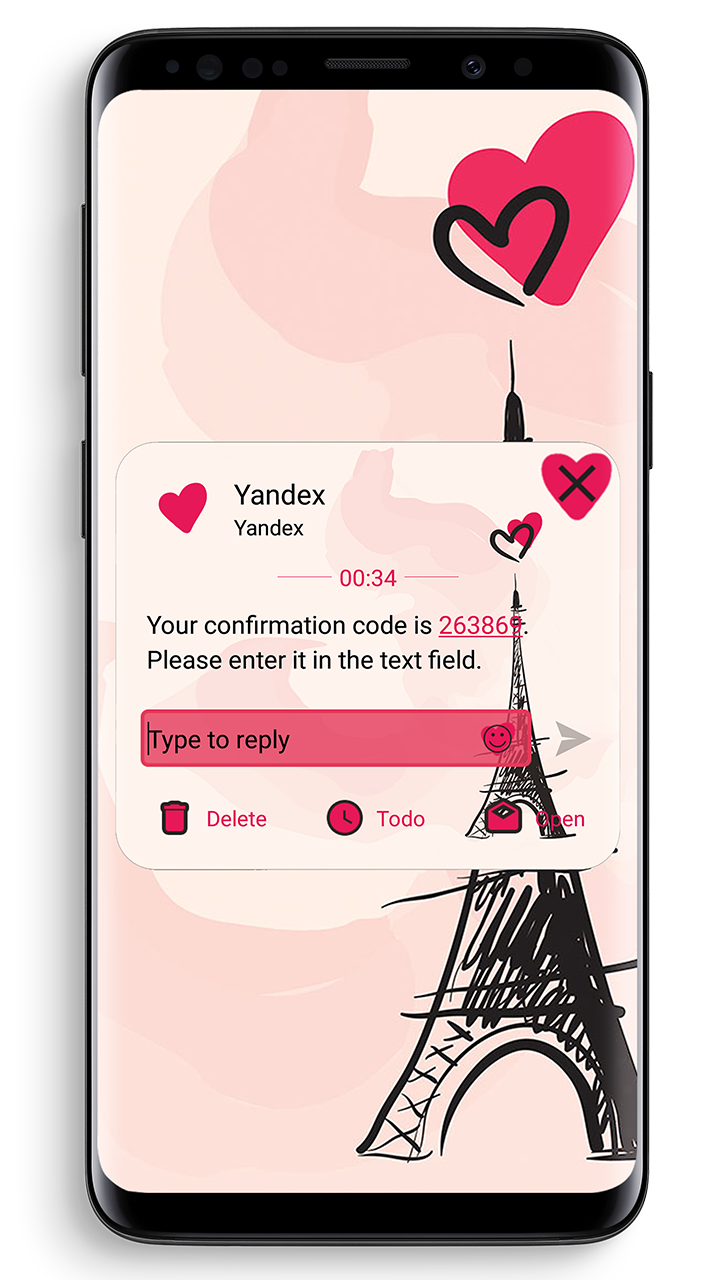 اسکرین شات 4 برنامه SMS Theme Love Paris - pink