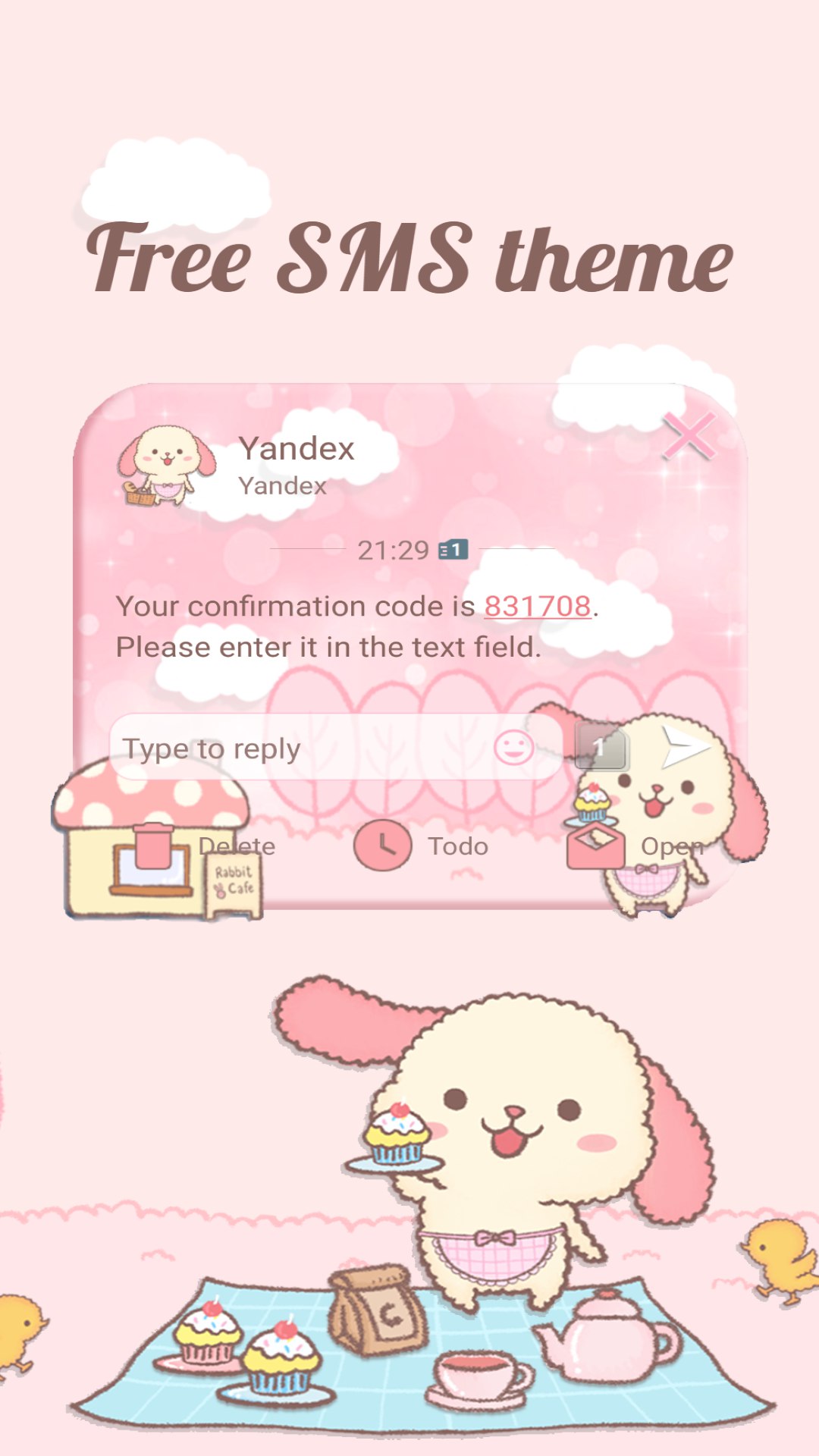 اسکرین شات 5 برنامه SMS Theme Rabbit Fluffy Pink