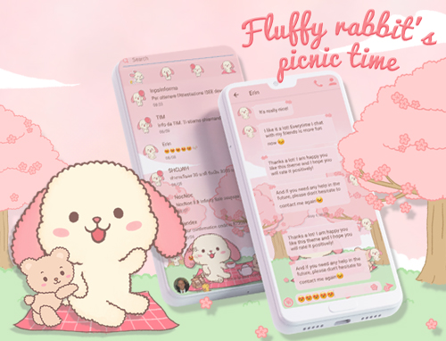 اسکرین شات 6 برنامه SMS Theme Rabbit Sakura - Pink