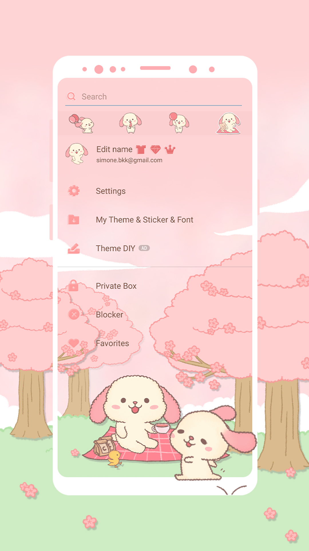 اسکرین شات 4 برنامه SMS Theme Rabbit Sakura - Pink