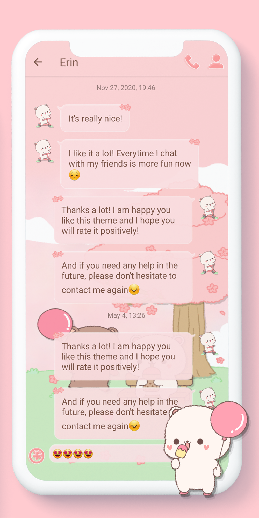 اسکرین شات 3 برنامه SMS Theme Sakura Bears message
